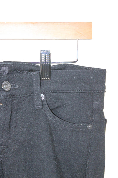 7 For All Mankind Women Black Mid Rise Skinny Pants Size 25
