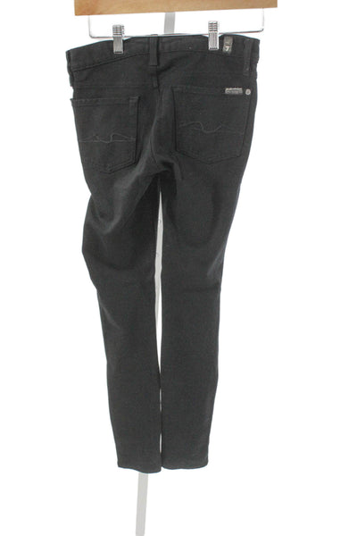 7 For All Mankind Women Black Mid Rise Skinny Pants Size 25