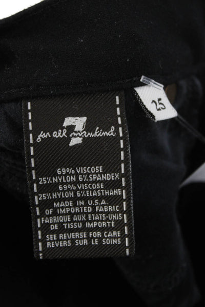 7 For All Mankind Women Black Mid Rise Skinny Pants Size 25