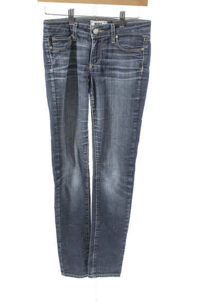 Paige Women Blue Mid-Rise Skinny Jeans Button Fly 30in Size 25