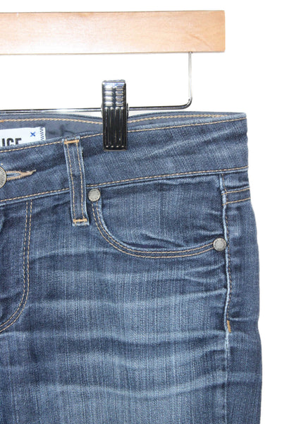 Paige Women Blue Mid-Rise Skinny Jeans Button Fly 30in Size 25