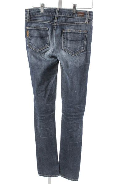 Paige Women Blue Mid-Rise Skinny Jeans Button Fly 30in Size 25