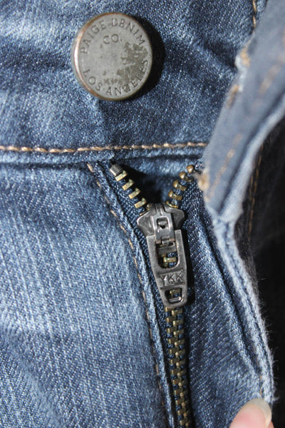 Paige Women Blue Mid-Rise Skinny Jeans Button Fly 30in Size 25