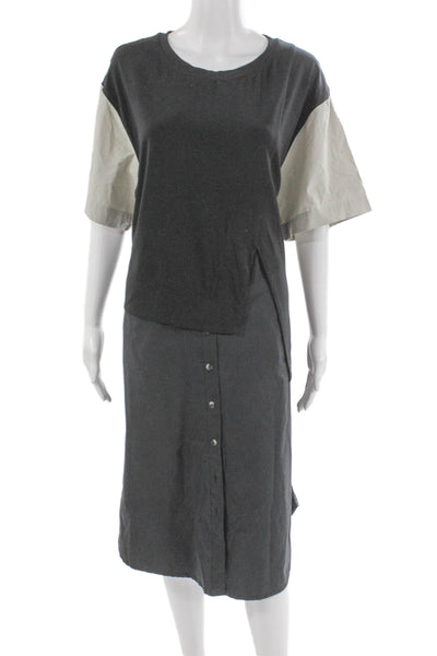 Urban by Alembika Womens Gray Colorblock T Shirt Dress Knee Length Size 1