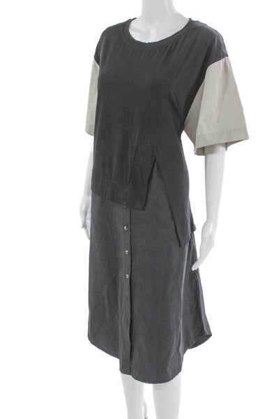 Urban by Alembika Womens Gray Colorblock T Shirt Dress Knee Length Size 1