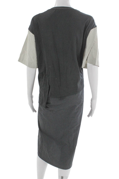 Urban by Alembika Womens Gray Colorblock T Shirt Dress Knee Length Size 1