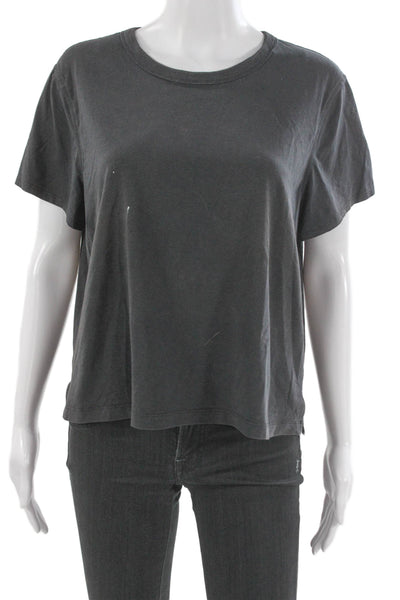 Lululemon Women Gray Cotton Blend Basic T-Shirt Size 12