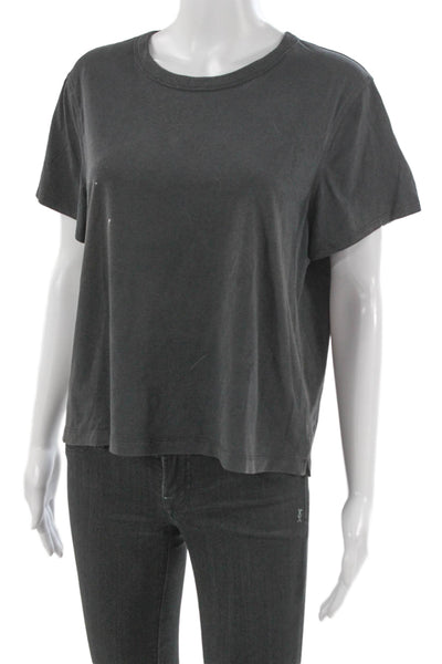Lululemon Women Gray Cotton Blend Basic T-Shirt Size 12