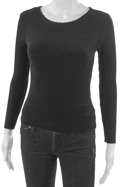 Comune Women Basic Scoop Neck Long Sleeve Black Rayon Blouse Size XS