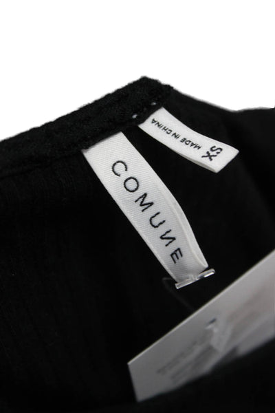 Comune Women Basic Scoop Neck Long Sleeve Black Rayon Blouse Size XS