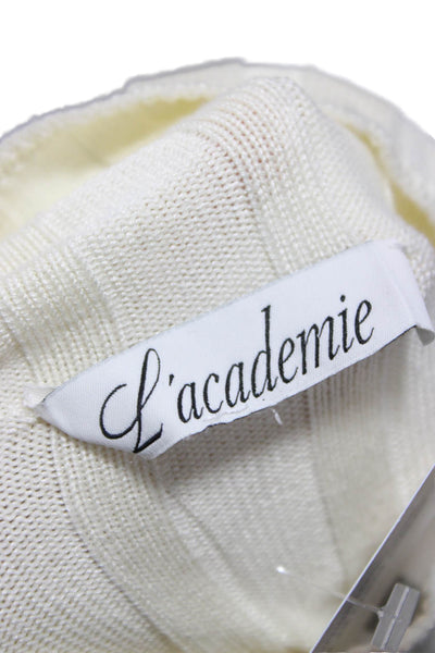 L Academie Women Ivory Mock Neck Pullover Sweater Long Sleeve Size S