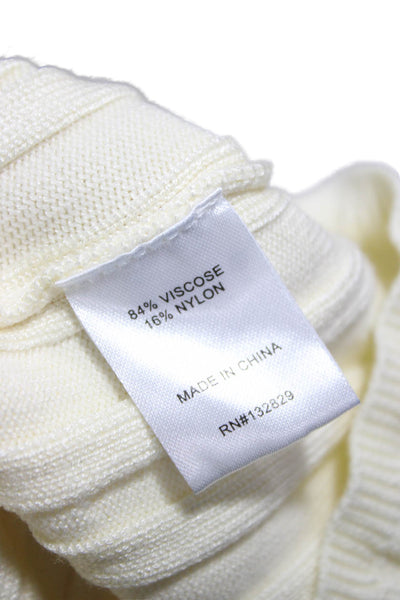 L Academie Women Ivory Mock Neck Pullover Sweater Long Sleeve Size S