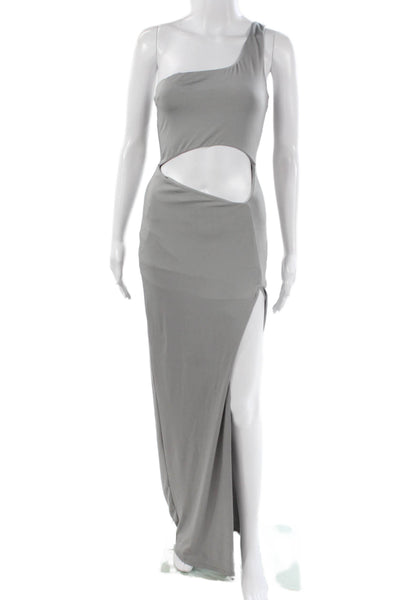Superdown Women Maxi Dress One Shoulder Sleeveless Gray Polyester Size S