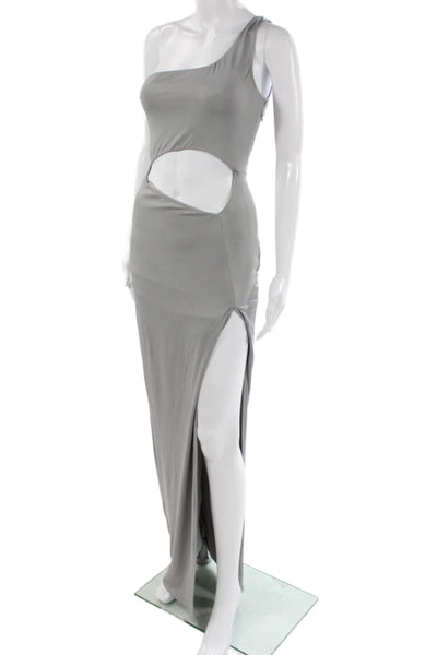Superdown Women Maxi Dress One Shoulder Sleeveless Gray Polyester Size S