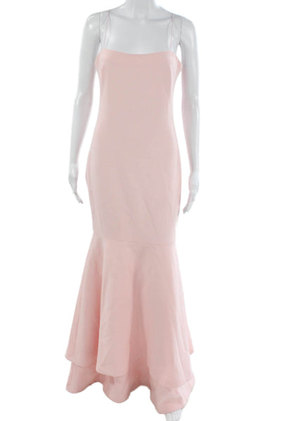 Likely Womens Pink Square Neck Sleeveless Gown Polyester Long Size 2
