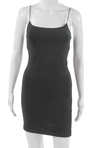 Zara Women Bodycon Gray Square Neck Sleeveless Cotton Blend Dress Size M