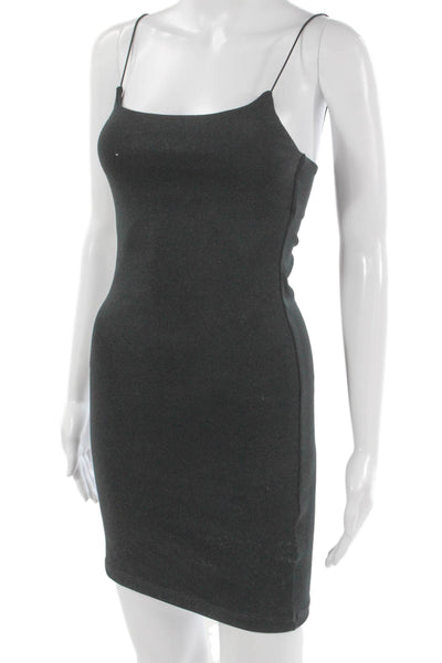 Zara Women Bodycon Gray Square Neck Sleeveless Cotton Blend Dress Size M