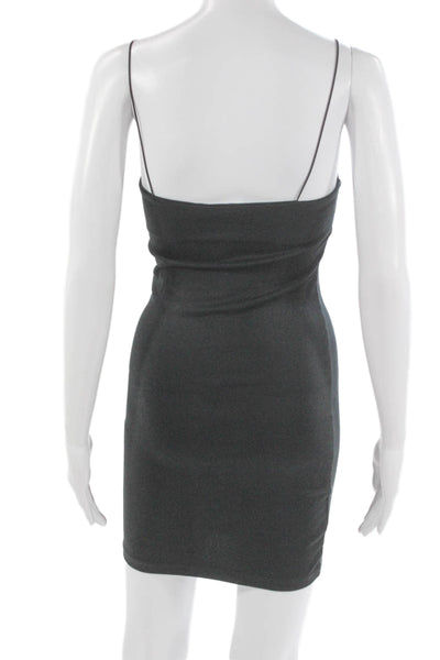 Zara Women Bodycon Gray Square Neck Sleeveless Cotton Blend Dress Size M