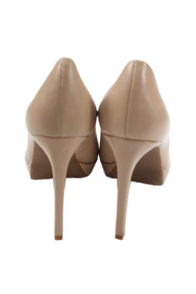 Gianni Bini Womens Leather Platform Stiletto Pumps Beige Size 9.5