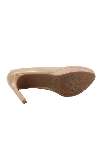 Gianni Bini Womens Leather Platform Stiletto Pumps Beige Size 9.5
