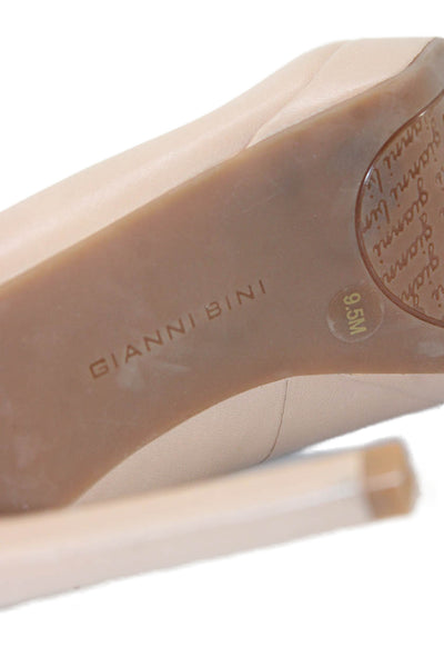 Gianni Bini Womens Leather Platform Stiletto Pumps Beige Size 9.5