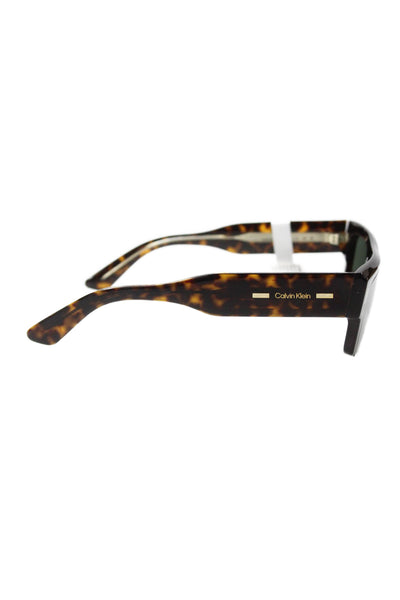 Calvin Klein Womens Square Framed Spotted Sunglasses Havana Brown