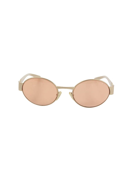 Valentino Womens Round Framed Sunglasses Beige Gold 120MM