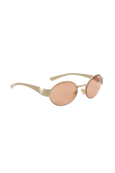 Valentino Womens Round Framed Sunglasses Beige Gold 120MM
