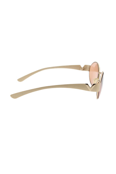 Valentino Womens Round Framed Sunglasses Beige Gold 120MM