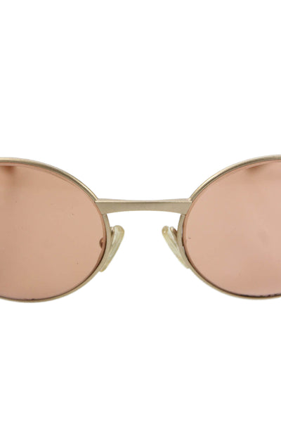 Valentino Womens Round Framed Sunglasses Beige Gold 120MM
