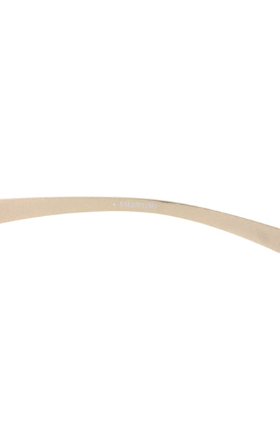 Valentino Womens Round Framed Sunglasses Beige Gold 120MM