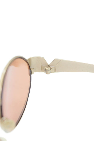Valentino Womens Round Framed Sunglasses Beige Gold 120MM