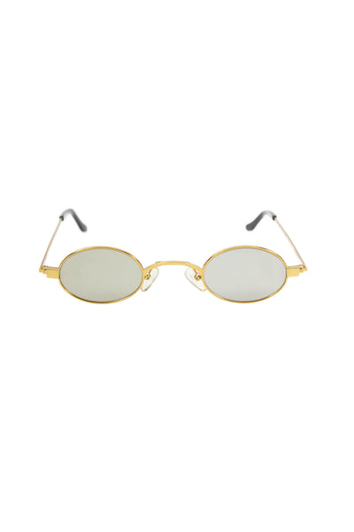 Roberi & Fraud Womens Miniature Round Framed Sunglasses Gold 145MM