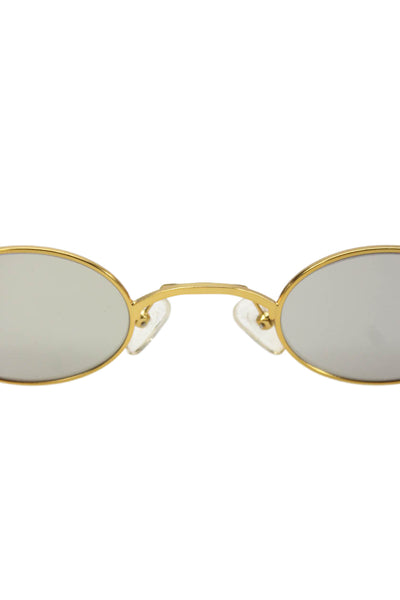 Roberi & Fraud Womens Miniature Round Framed Sunglasses Gold 145MM