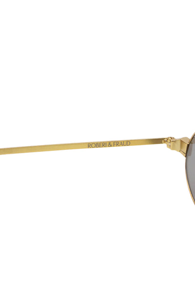 Roberi & Fraud Womens Miniature Round Framed Sunglasses Gold 145MM