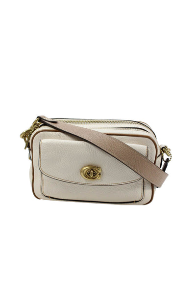 Coach Womens Pebbled Leather Willow Camera Crossbody Handbag White