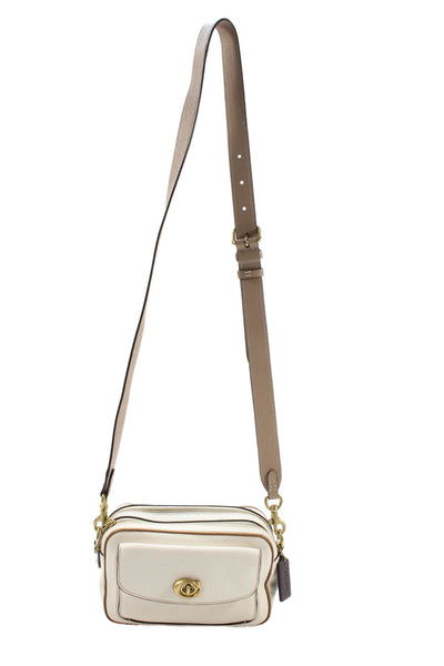 Coach Womens Pebbled Leather Willow Camera Crossbody Handbag White
