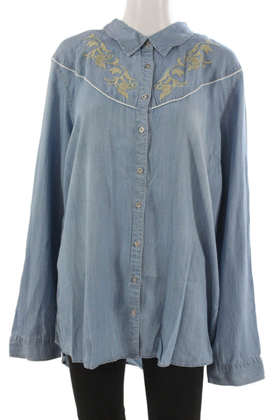 Scully Unisex Adults Button Up Western Floral Long Sleeve Blue Size 2XL