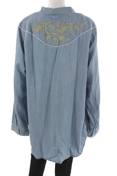 Scully Unisex Adults Button Up Western Floral Long Sleeve Blue Size 2XL