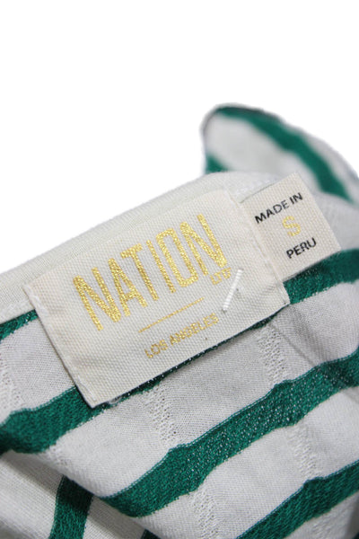 Nation LTD Womens Cropped Striped Green Square Neck Tank Size S