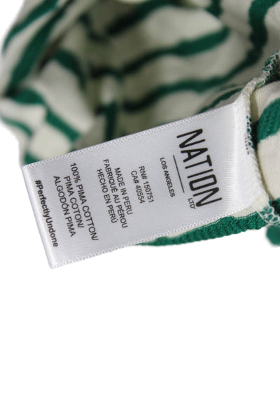 Nation LTD Womens Cropped Striped Green Square Neck Tank Size S