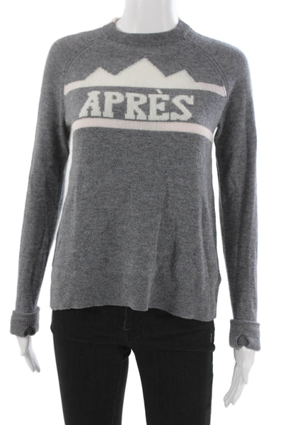 Alashan Women Merino Wool Striped Crewneck Pullover Sweater Gray Size XS