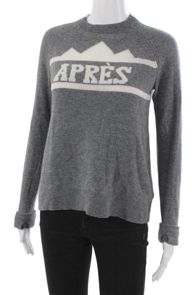Alashan Women Merino Wool Striped Crewneck Pullover Sweater Gray Size XS