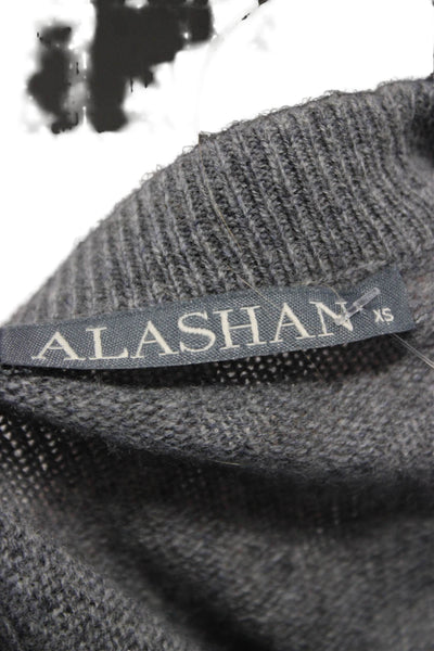 Alashan Women Merino Wool Striped Crewneck Pullover Sweater Gray Size XS