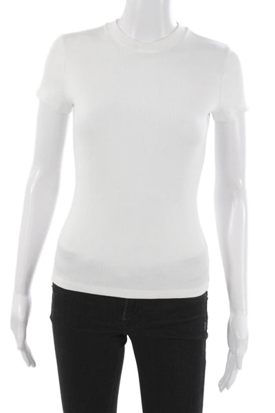 Theory Womens Basic T-Shirt White Crew Neck Short Sleeve Pima Modal Size S