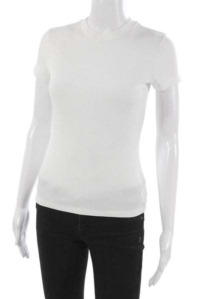 Theory Womens Basic T-Shirt White Crew Neck Short Sleeve Pima Modal Size S