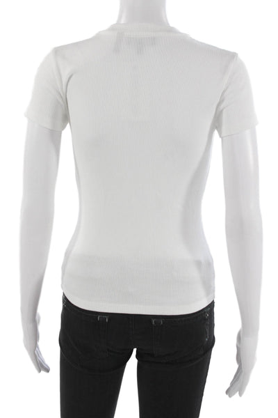 Theory Womens Basic T-Shirt White Crew Neck Short Sleeve Pima Modal Size S