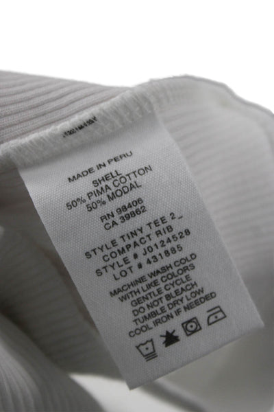 Theory Womens Basic T-Shirt White Crew Neck Short Sleeve Pima Modal Size S
