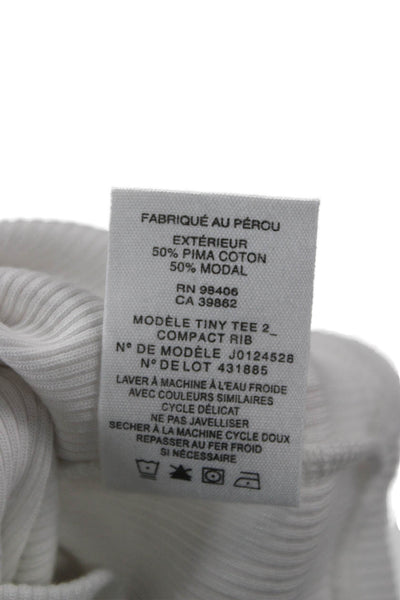 Theory Womens Basic T-Shirt White Crew Neck Short Sleeve Pima Modal Size S
