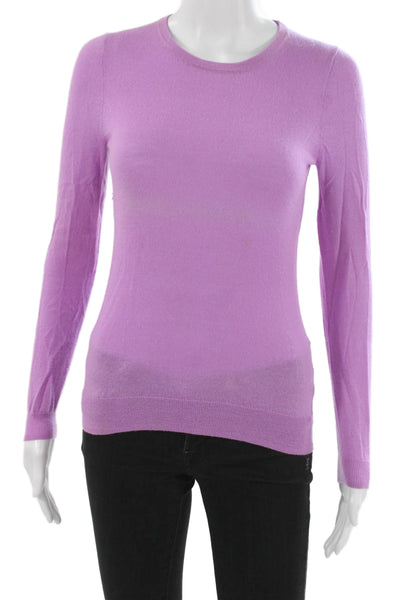 J Crew Women Cashmere Pullover Sweater Purple Crewneck Long Sleeve Size XS